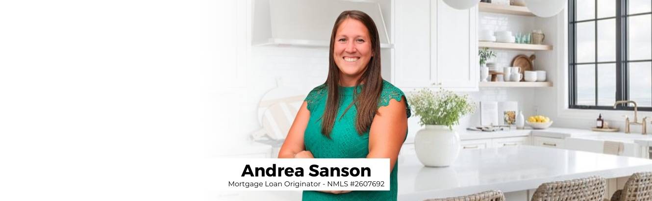 Picture of Mortgage Loan Originator Andrea Sanson standing in a kitchen.